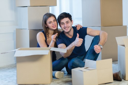 Home moving boxes and essential items prepared for an Enfield relocation
