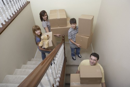 Careful loading of office desks and IT equipment during an Enfield move